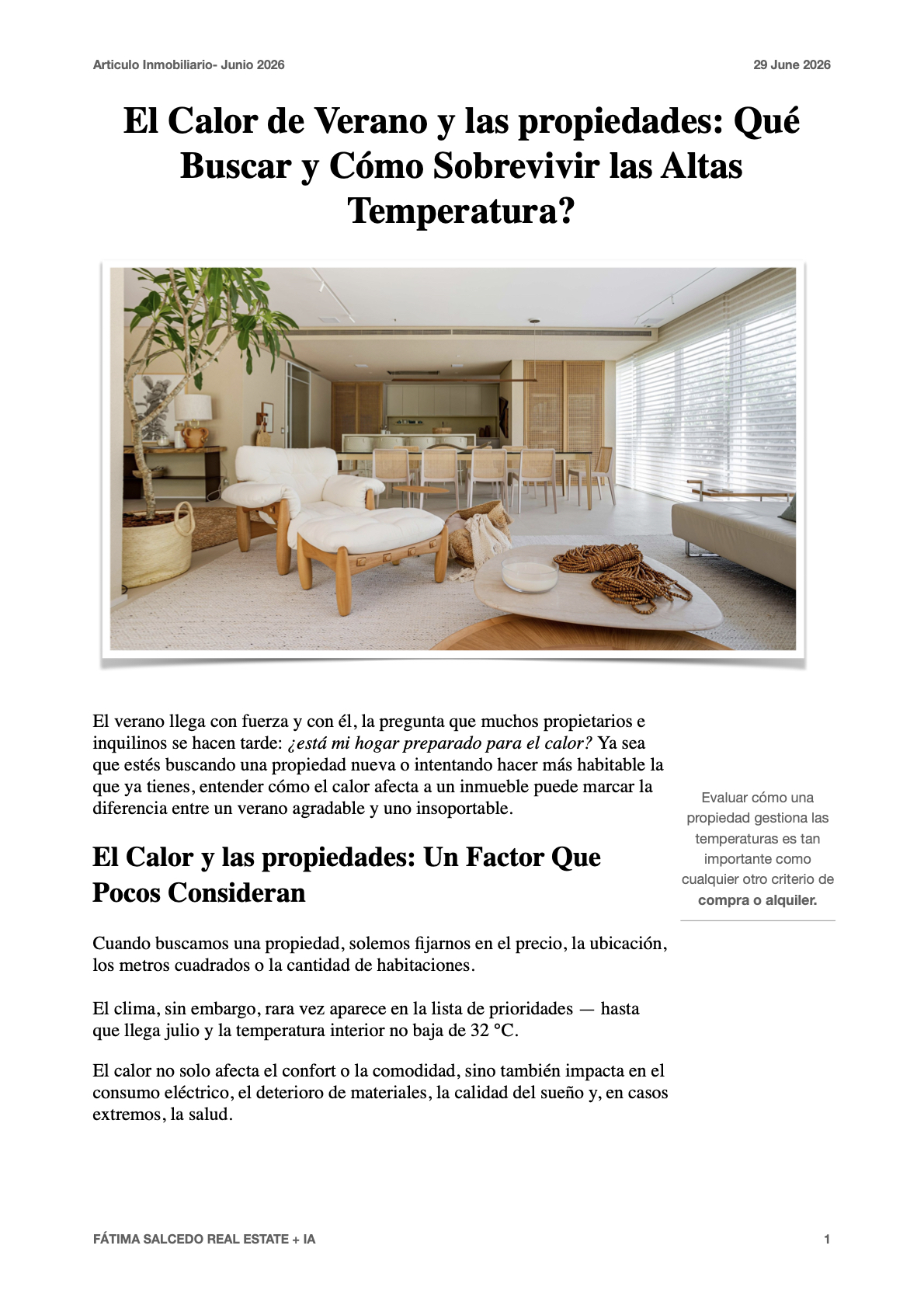 El Calor de Verano y las propiedades: Qué Buscar y Cómo Sobrevivir las Altas Temperatura?