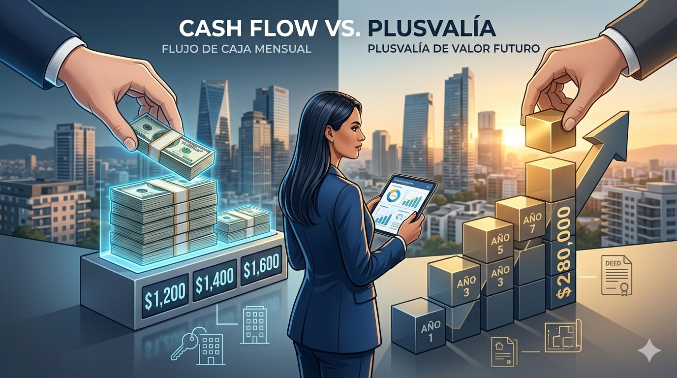 El Dilema del Inversor Inmobiliario: ¿Flujo de Caja Inmediato o Plusvalía a Largo Plazo?