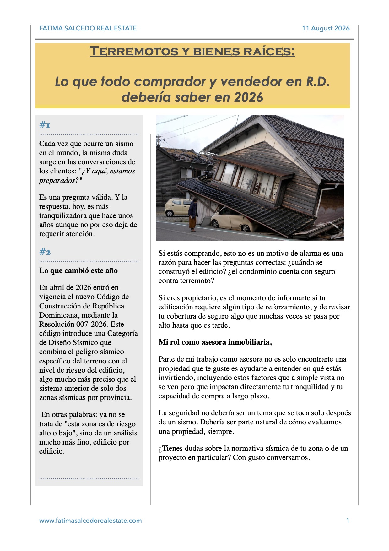 Terremotos y Bienes Raíces