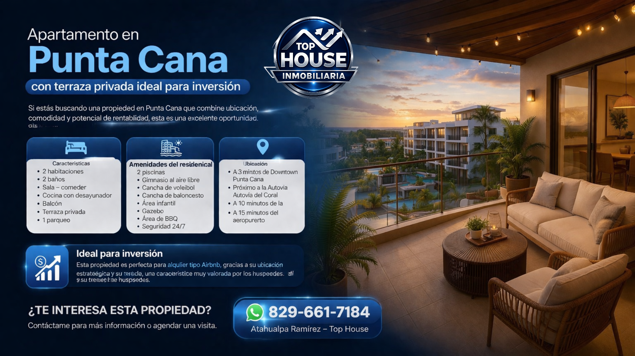 Apartamento en Punta Cana con terraza privada ideal para inversión