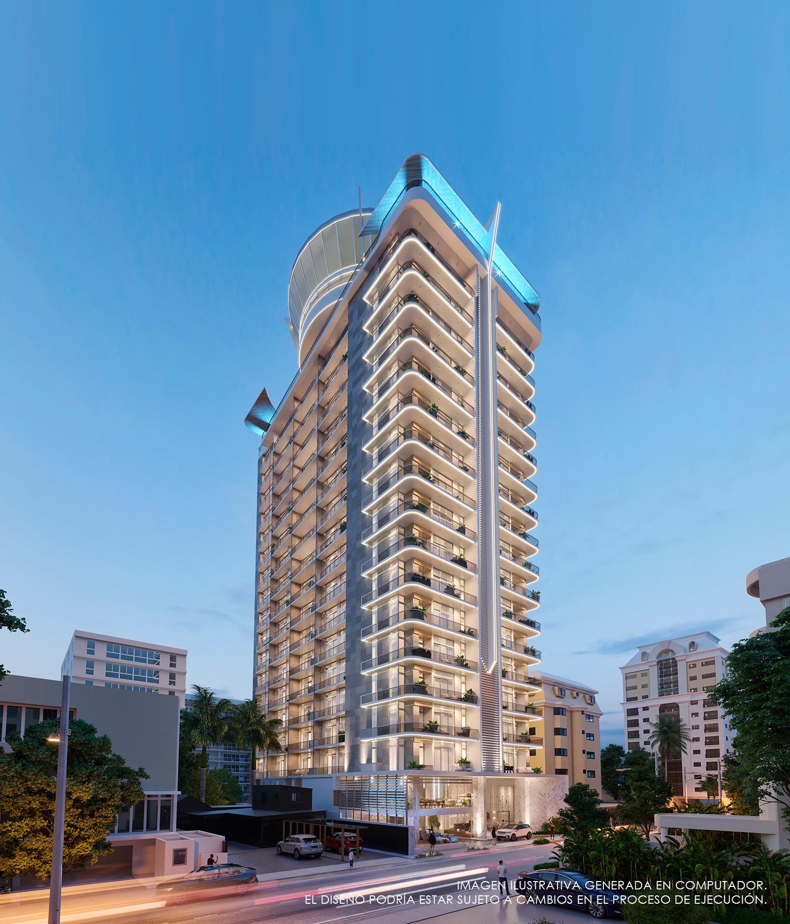 Proyecto de Apartamento, Condo Hotel en Construcccion de 1 Habitacion, ubicado en el corazon de Piantini, area social con Restaurantes y Helipuerto, Inversion con Alto Retorno, Totalmente Amueblado con Ley Confotur