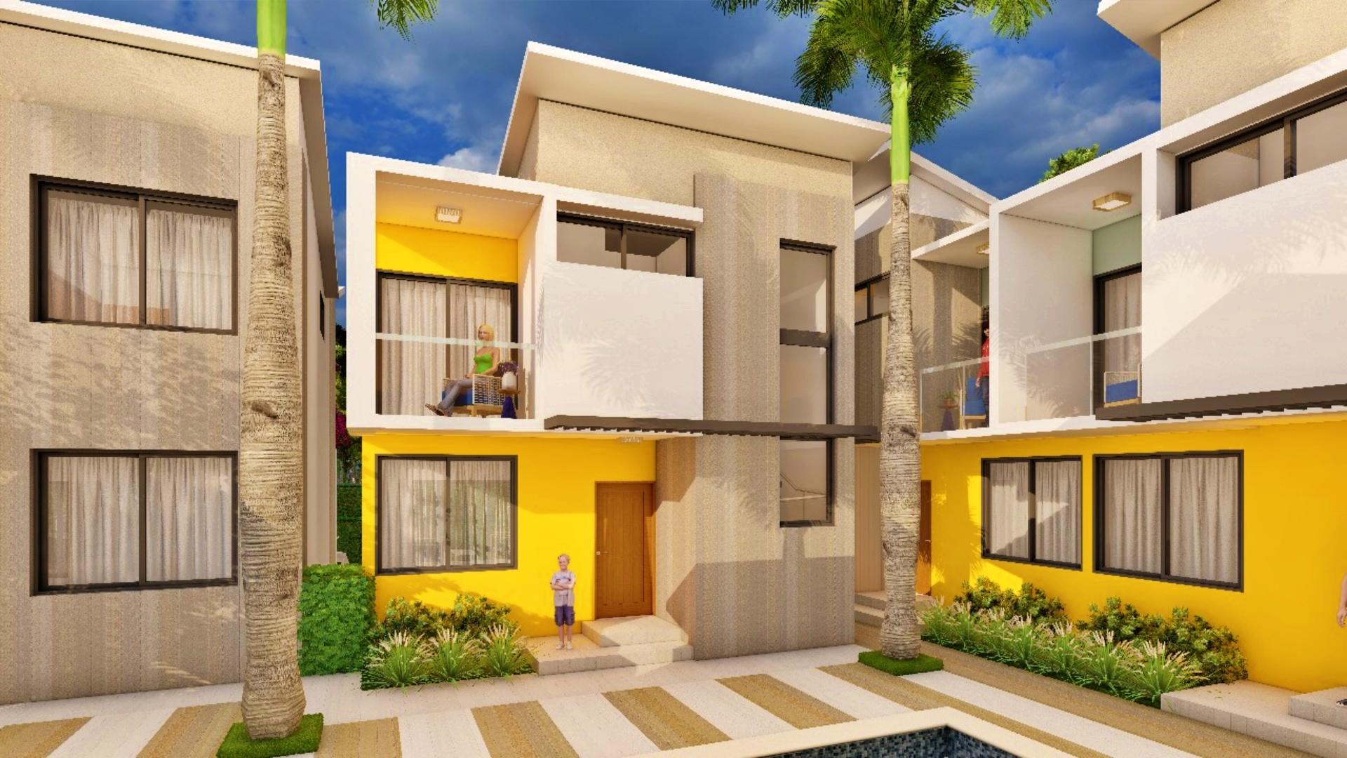 2 & 3 Bedroom Townhouses with Private Patio in Gated Golf Community with Beach Access  Punta Cana