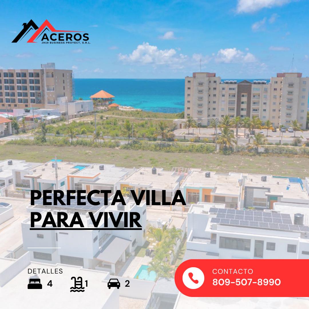 Villa moderna amueblada con vista a la playa