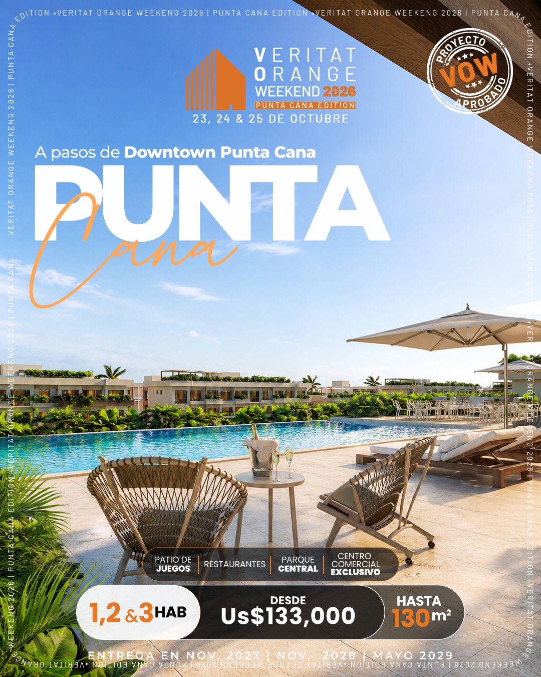 Punta Cana: 1, 2 y 3 hab. desde US$133,000, Veritat Orange Weekend Punta Cana 2026