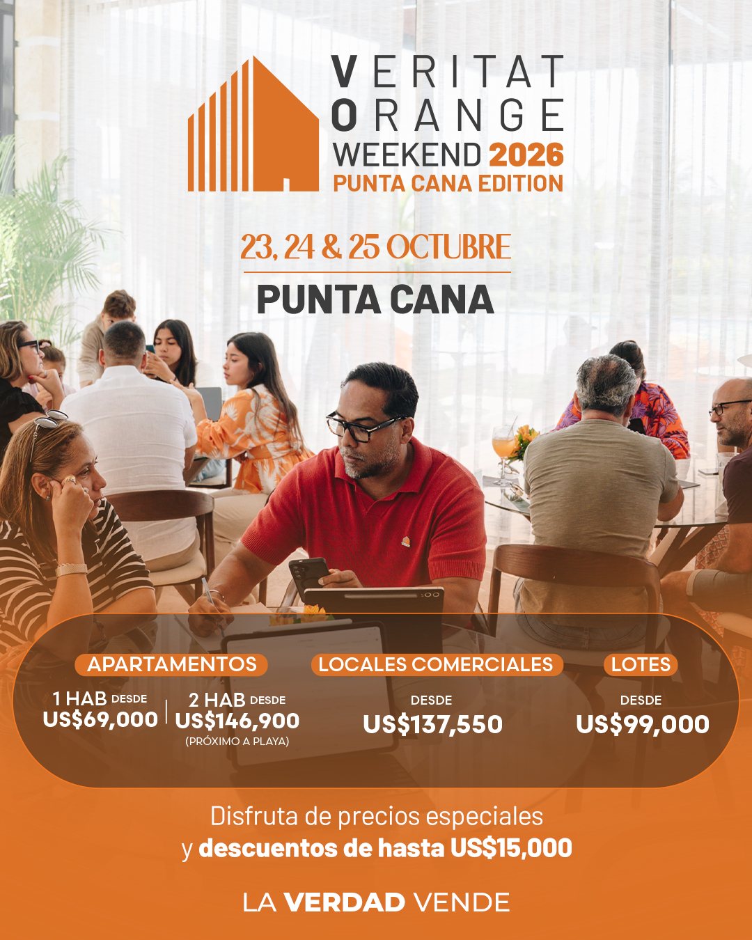Flyer oficial Veritat Orange Weekend 2026 Punta Cana Edition, 23, 24 y 25 de octubre