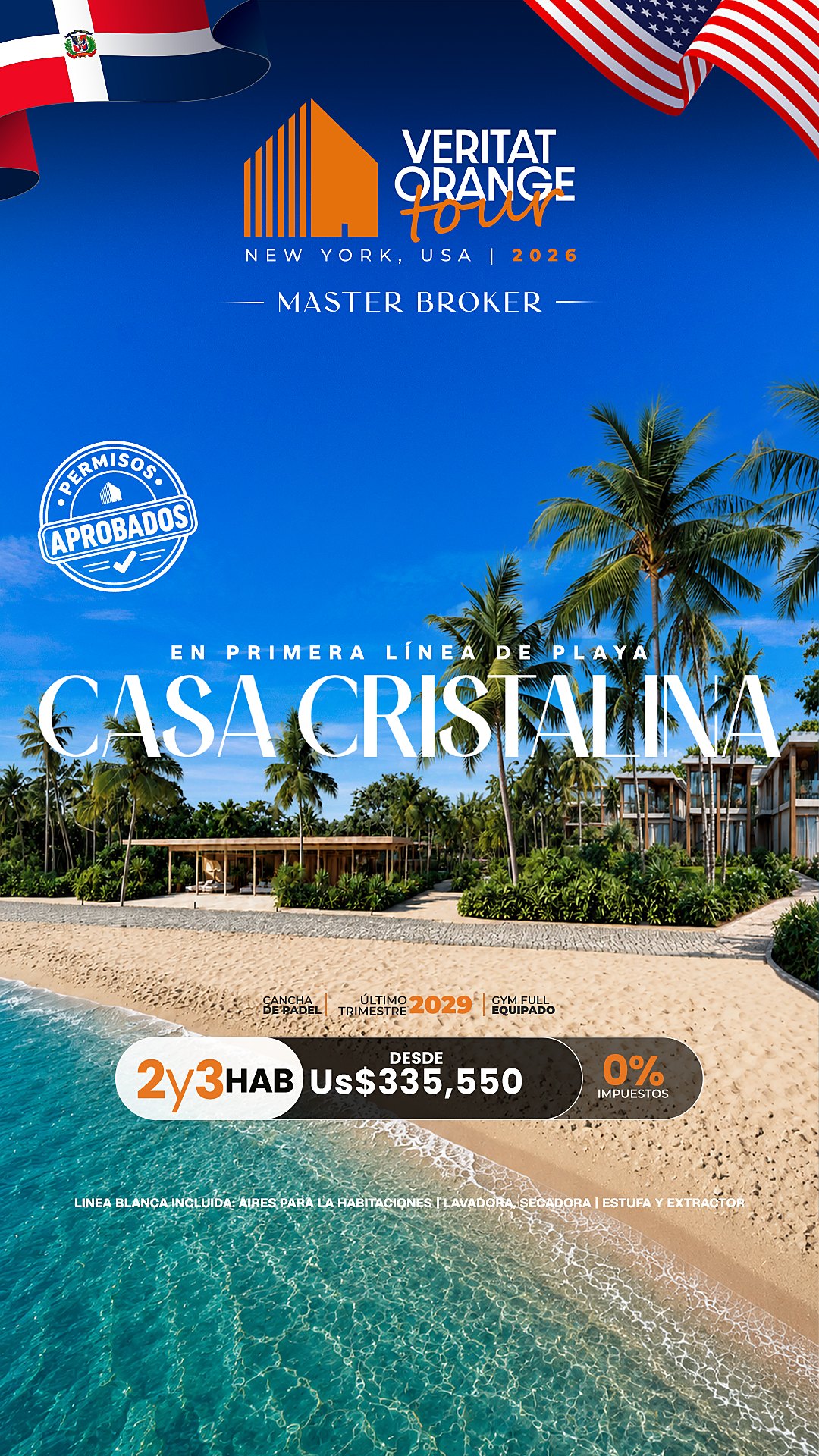 Casa Cristalina, Las Terrenas: primera línea de playa, 2 y 3 habitaciones desde US$335,550