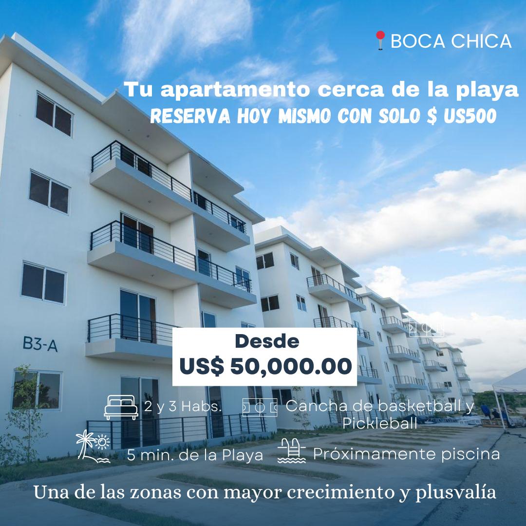 Apartamentos cerca de la playa en una de las  zonas con mayor crecimiento y plusvalía en Boca Chica 🏝