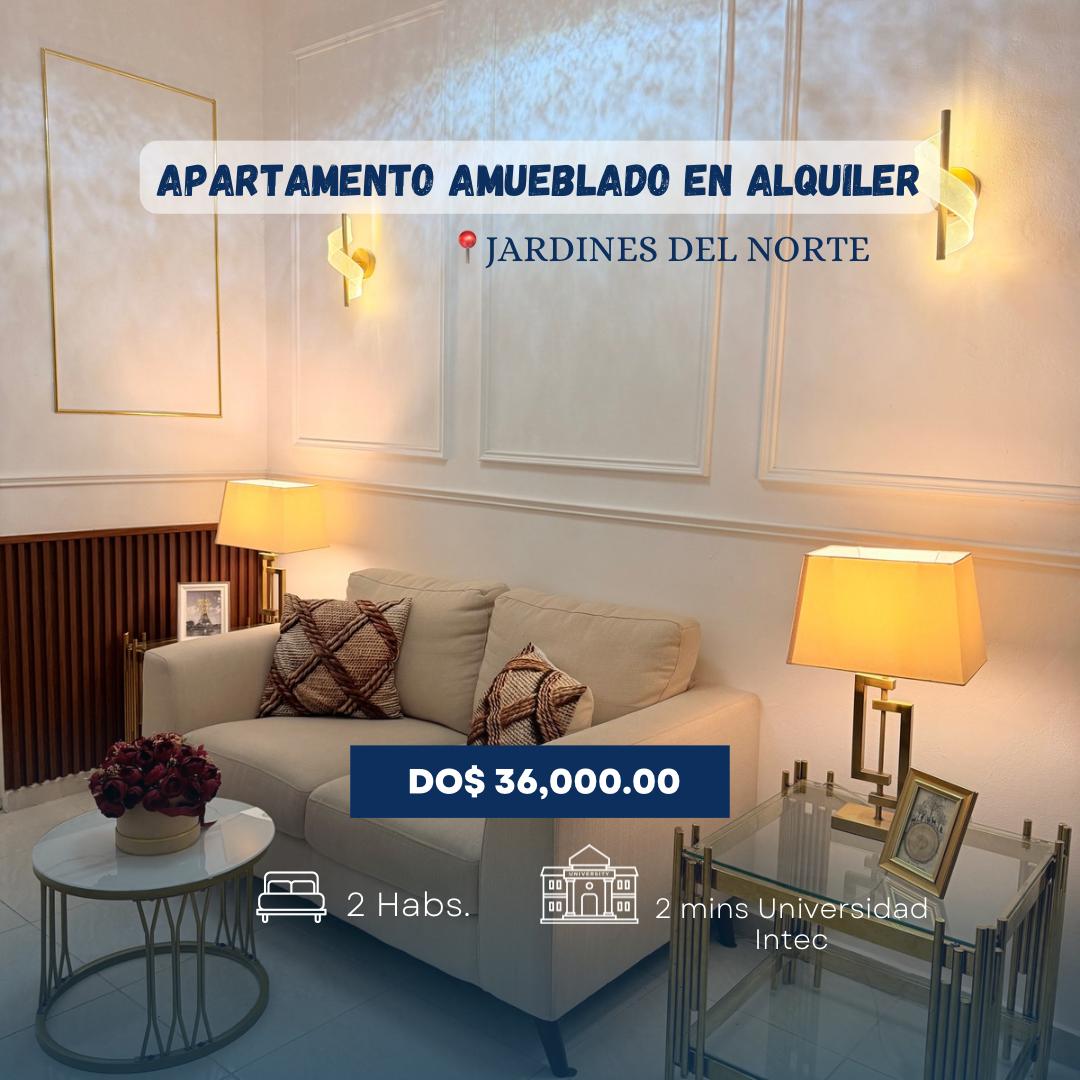 Apartamento amueblado en alquiler a solo 2 minutos de INTEC š” 2 habitaciones, Los Jardines