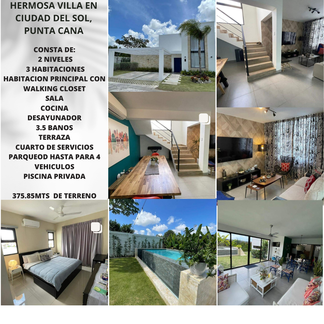 Villa de 2 Niveles en Ciudad del Sol, Punta Cana 3 Habitaciones
