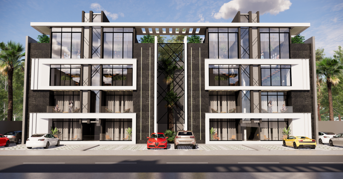 Hermoso y moderno proyecto de edificios con piscina, con terminación en primera y diseño arquitectónico moderno.