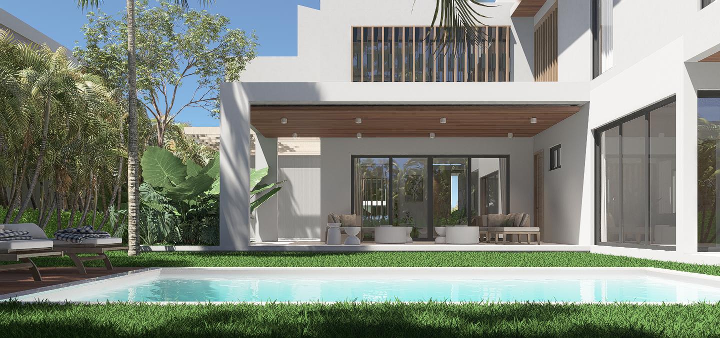 Exclusiva villa a la venta en Punta Cana Village, de 4 habitaciones con sus baños, estudio, 346 m² de construcción y 678.62 m² de terreno, lineá blanca incluida y excelentes terminaciones, diseñada para disfrutar de amplios espacios, privacidad y comodidad.