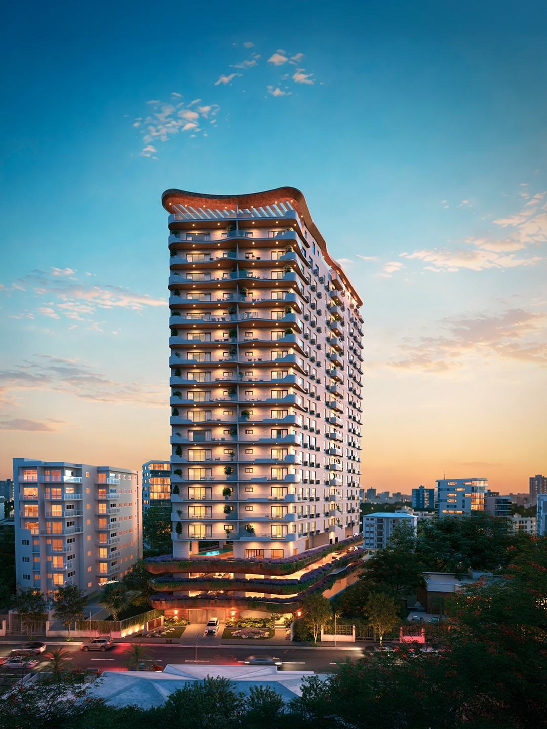Exclusiva Torre de 22 niveles en el corazón de La Esperilla, con apartamentos de 2, 3 y 4 habitaciones y amenidades de primer nivel