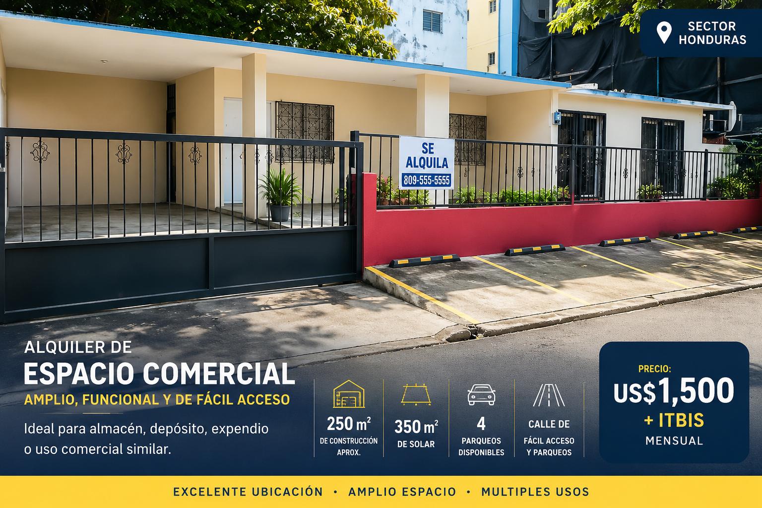 Alquiler de Espacio Comercial de 250 m² en Sector Honduras