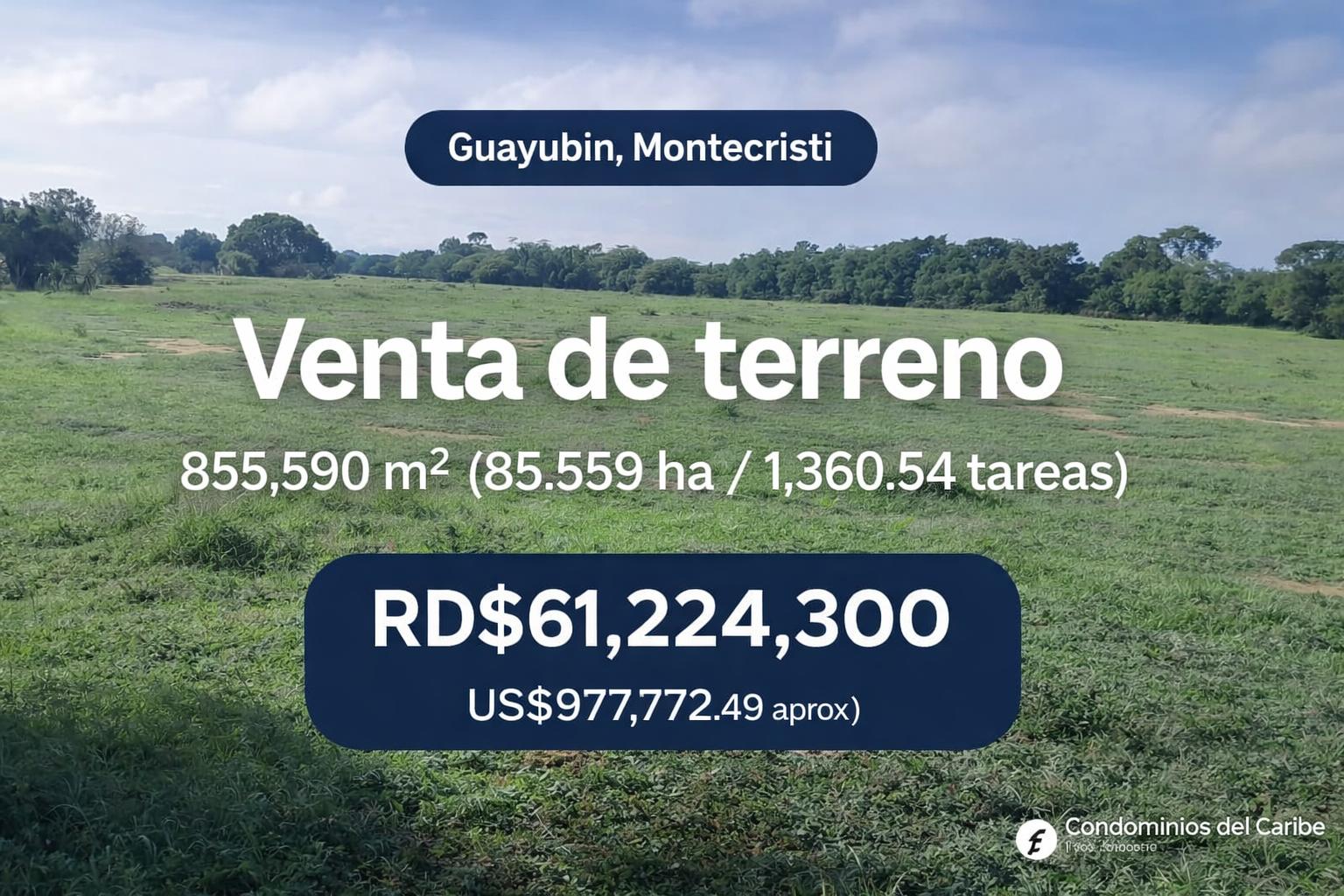 Venta de terreno en Guayubín, Montecristi – 1,360.54 tareas