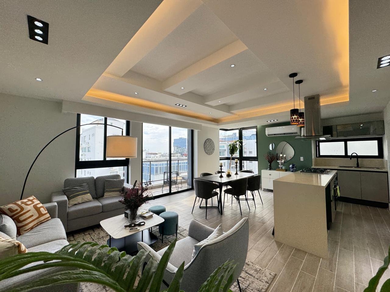 Apartamento en alquiler o venta amueblado de 120 mts2, Torre exclusiva en Bella Vista.